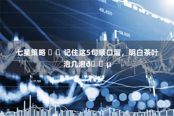 七星策略 ✍️记住这5句顺口溜，明白茶叶泡几泡🍵